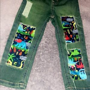 Dyed, distressed and Dino patched.